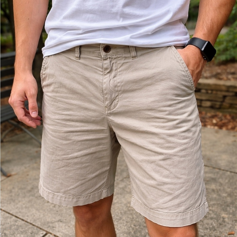 American Eagle Outfitters Men's Beige Flat Front Shorts
Size 34
